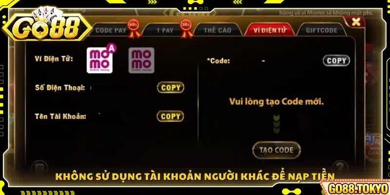 Không nên dùng tài khoản bên thứ ba để giao dịch